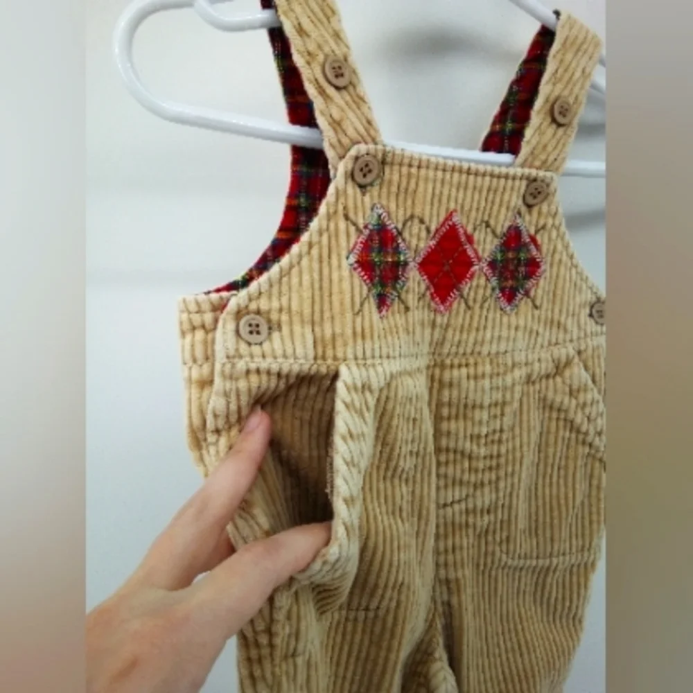 The Children's Place 100% Cotton Winter Overalls Tan Corduroy Snap 0-3 Months